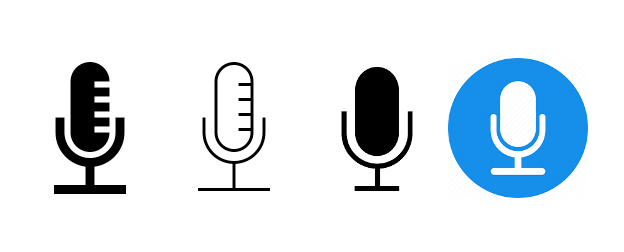 Illustrasjon av de forskjellige tegnene og ikonene de forskjellige programvareleverandørene bruker for å indikere hvor man slår av eller på mikrofonen
